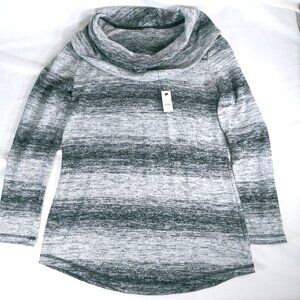 T by Talbots Black/Gray Long Sleeve Soft Pullover XS